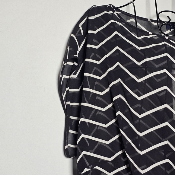 Chaps short cap sleeve sheer striped wrap top XL NWT - Picture 2 of 4